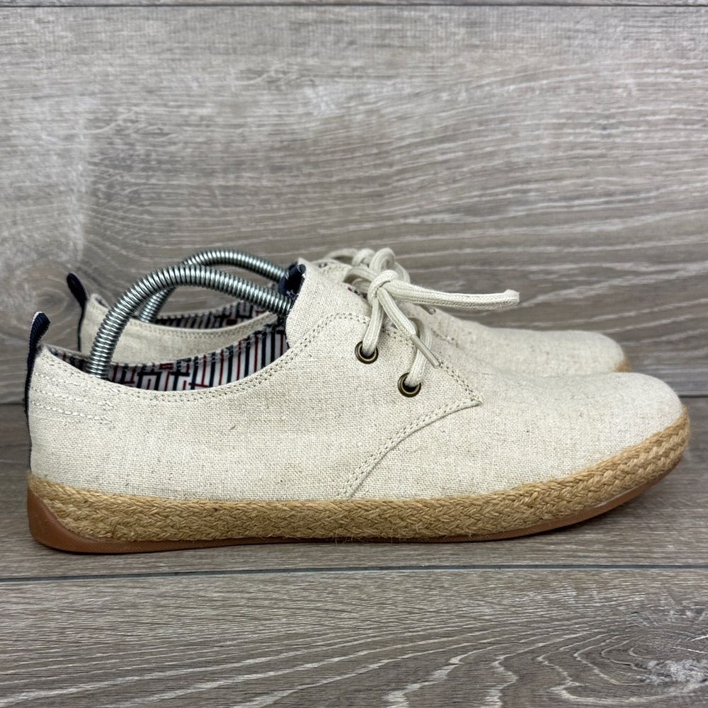 Ben Sherman New Jenson Men’s Sz 10.5 Natural Tan Canvas 2-Eye Lace Jute Sneakers